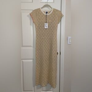 NWT YanYan knit midi Dress with Colorful Trim.